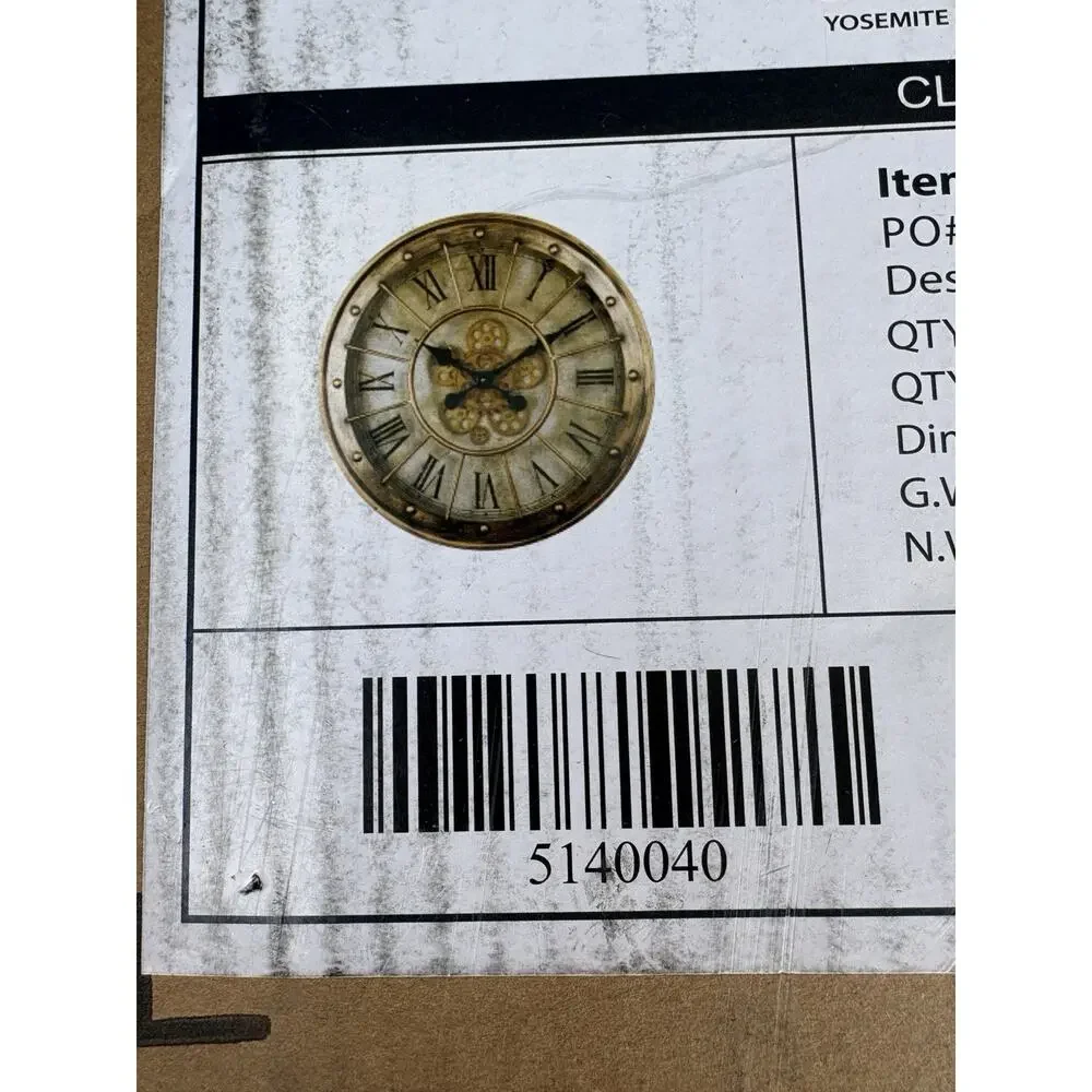 Yosemite Home Decor Gilded open gear Round Gear oversized Wall Clock